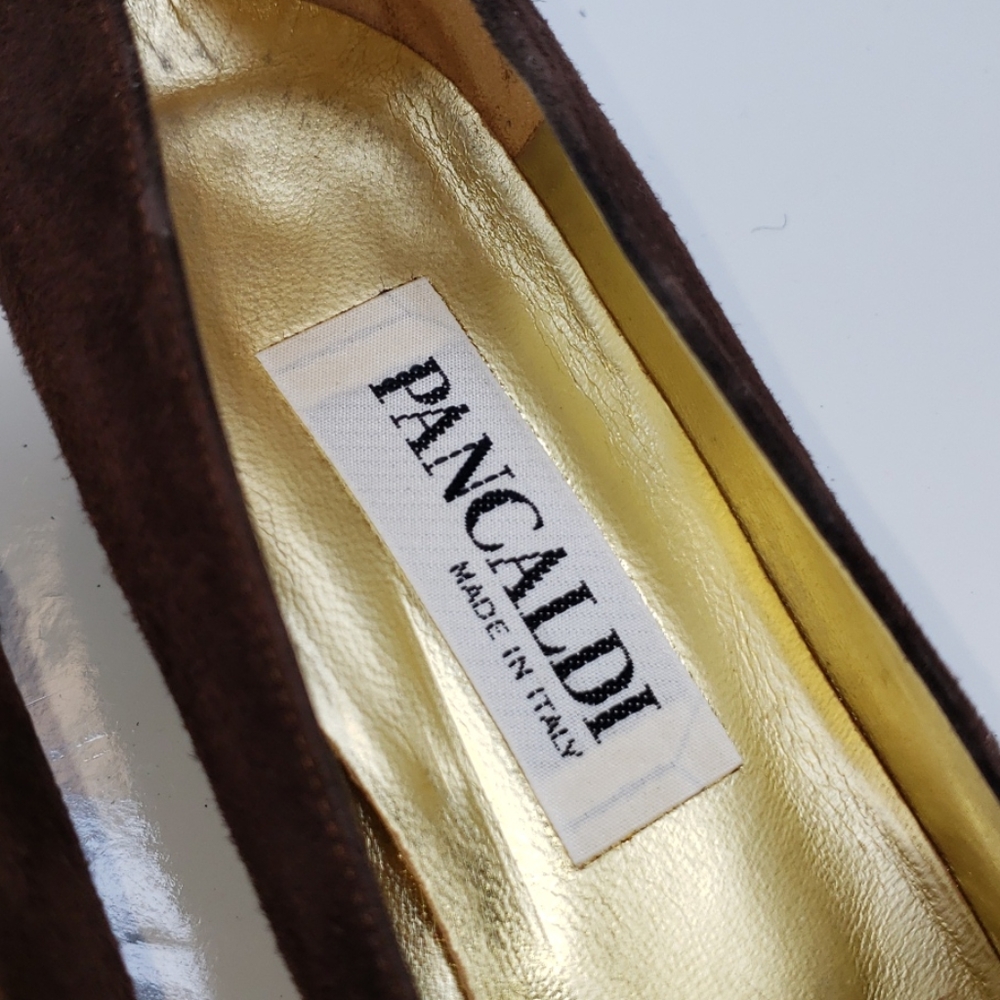 Pancaldi brown suede/croco toe & heel size 8.5AA - Picture 6 of 9